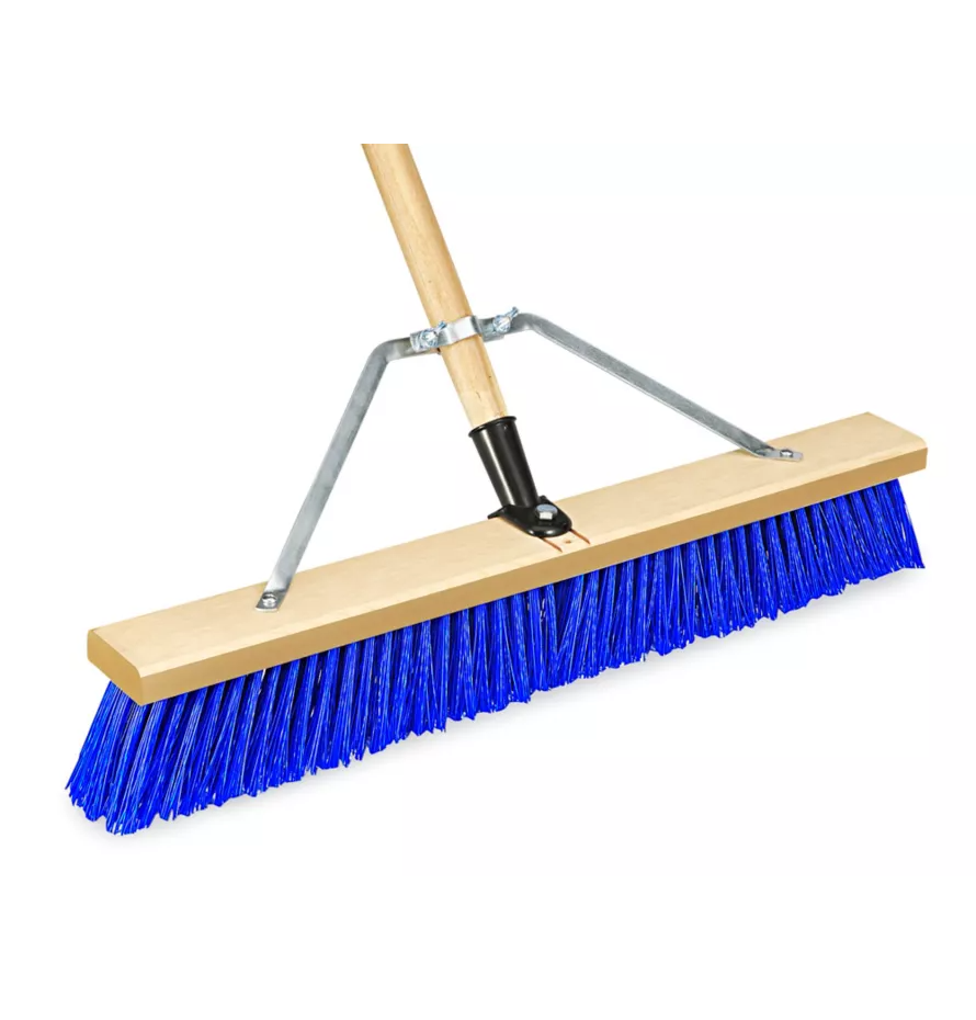 broom with blue bristles