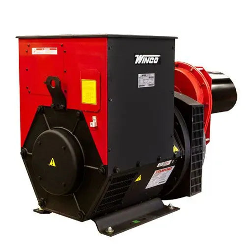 Red and black Winco generator on a white background