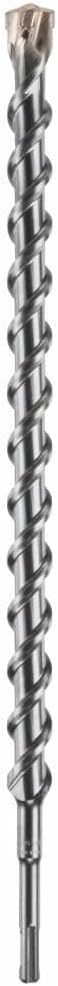 This is a close-up, vertical image of a metal screw or auger bit. It features a continuous, deep spiral groove running along its length, designed to bore into materials, and has a smaller, smooth cylindrical tip at the bottom.