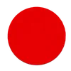 A solid red circle centered on a white background.