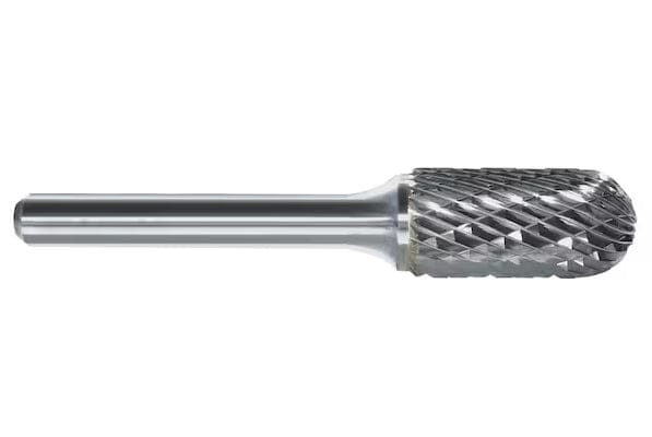 A side profile studio shot of the Allegiance SE-3 3/8-inch double-cut oval-shaped carbide burr.