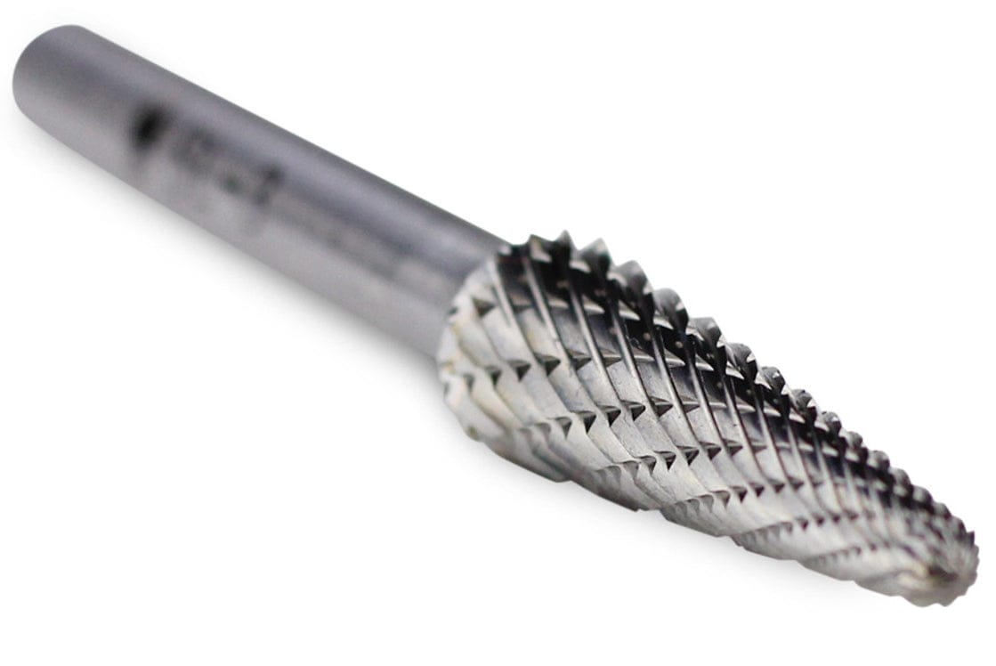 A three-quarter angle studio shot of the UCT Gem Carbide SL-1 burr.