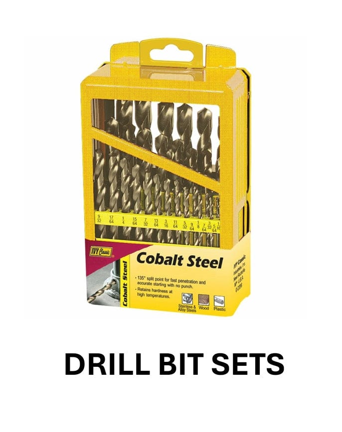 Ivy Classic cobalt stees drill bit set in retail packaging with the text "DRILL BIT SETS" on a white background.
