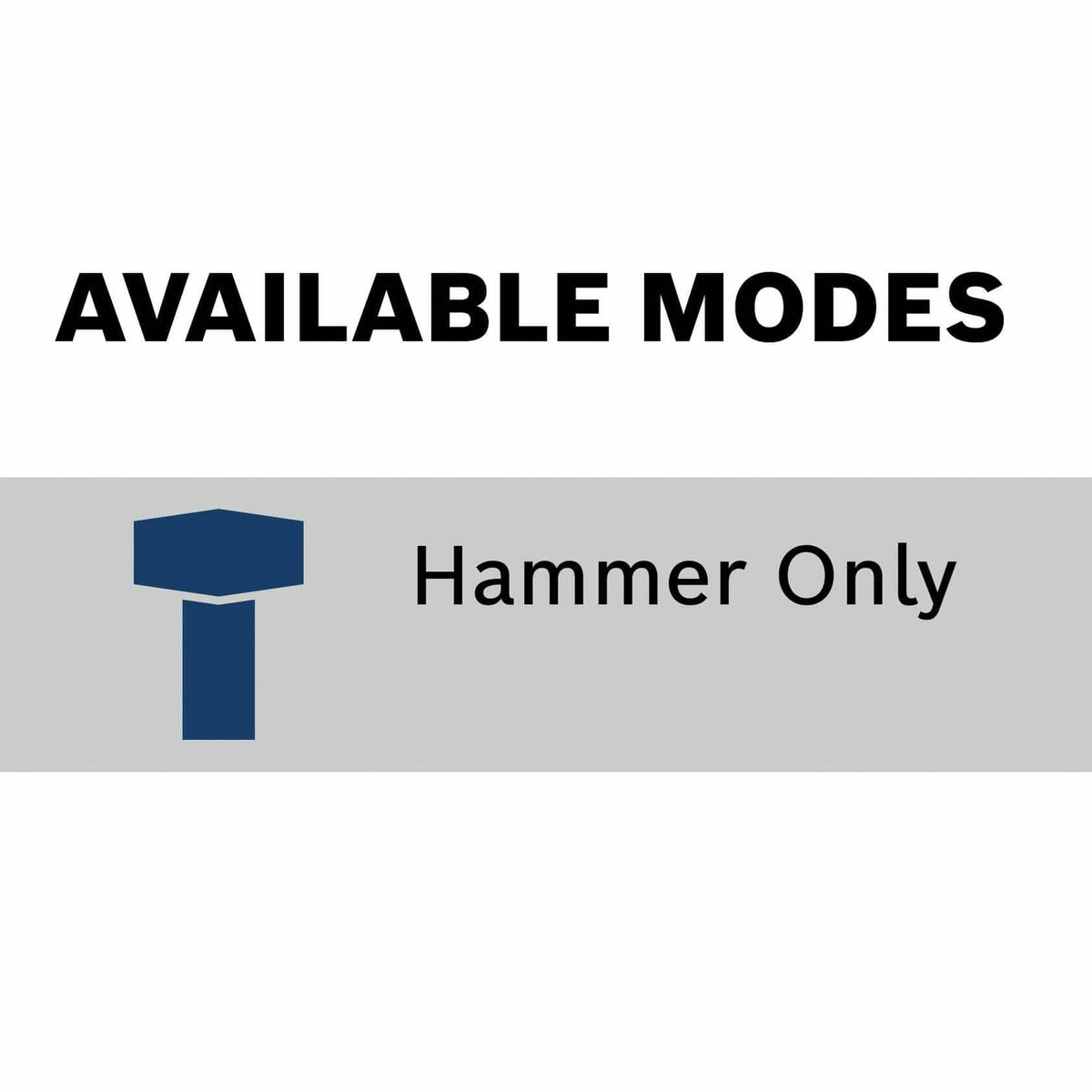 Text indicating 'Available Modes: Hammer Only' with a blue hammer icon on a gray background