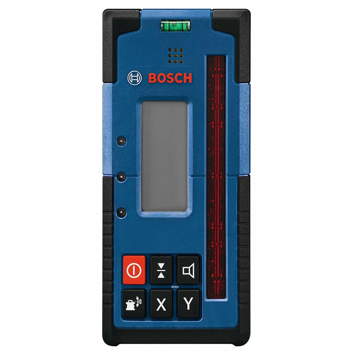 Front view of the BOSCH LR40 Rotary Laser Receiver, showing the display and control panel with the laser detection area visible on the right side.