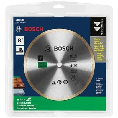 BOSCH DB843S 8 in. Standard Continuous Rim Diamond Blade with 5/8 in. Arbor for tile and ceramic cutting