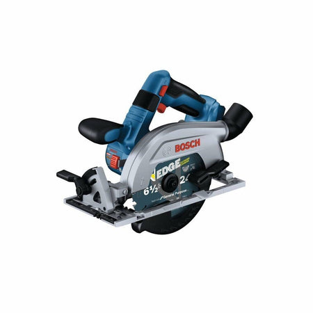 A three-quarter view of the Bosch 18V brushless blade-left 6-and-a-half-inch circular saw.