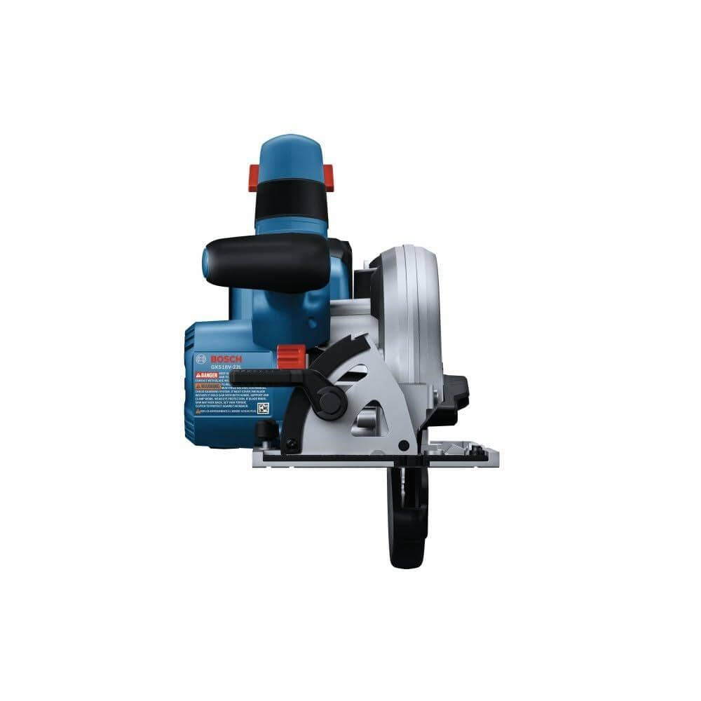 A direct front view of the Bosch 18V circular saw.