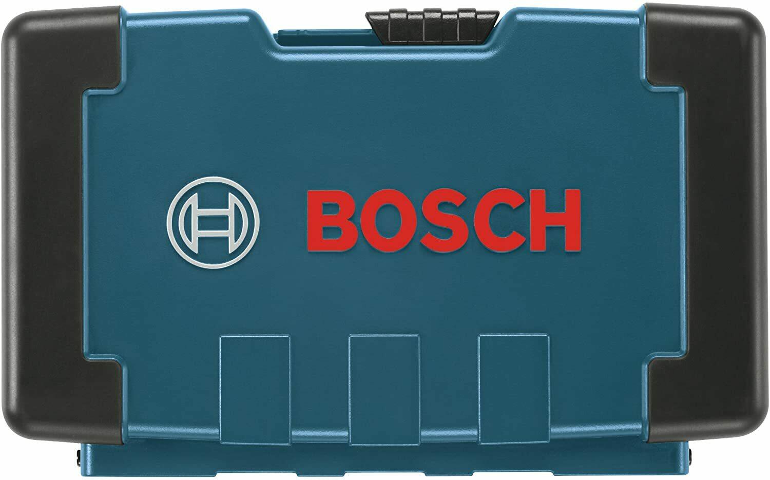 Top-down view of the closed blue and black plastic storage case for the socket set, featuring the prominent red and white BOSCH logo on the lid.