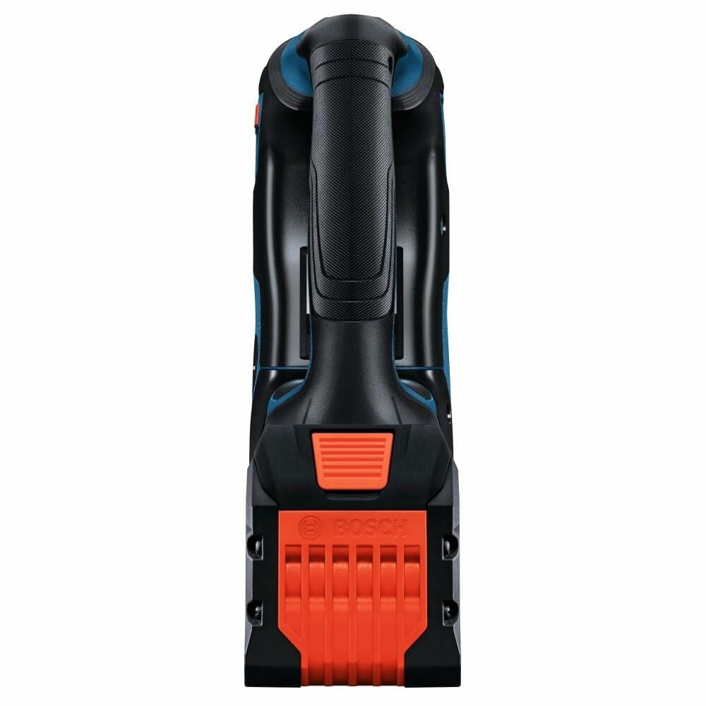 A rear view of the Bosch PROFACTOR rotary hammer, showing the anti-vibration main handle and the battery slot.