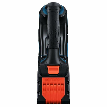 A rear view of the Bosch PROFACTOR rotary hammer, showing the anti-vibration main handle and the battery slot.