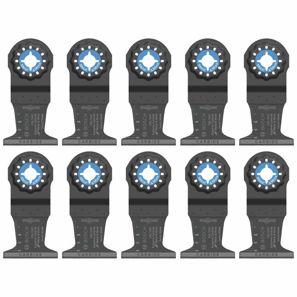 A grid display of ten identical Starlock carbide plunge cut blades, emphasizing the 10-pack quantity.