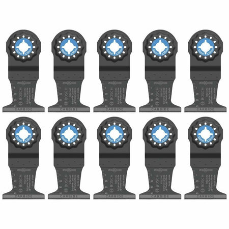A grid display of ten identical Starlock carbide plunge cut blades, emphasizing the 10-pack quantity.
