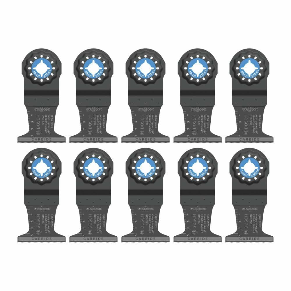 A grid display of ten identical Starlock carbide plunge cut blades, emphasizing the 10-pack quantity.