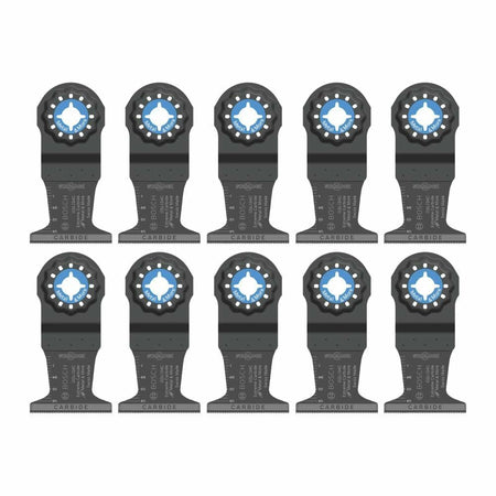 A grid display of ten identical Starlock carbide plunge cut blades, emphasizing the 10-pack quantity.