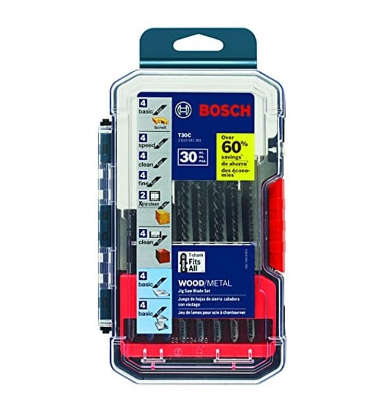 BOSCH T30C T-Shank Multi-Purpose Jigsaw Blades, 30 Piece, Assorted, Jig Saw Blade Set for Cutting Wood and Metal.