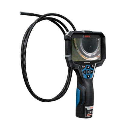Bosch inspection camera with flexible cable and screen; used for visual diagnostics in tight or enclosed spaces.