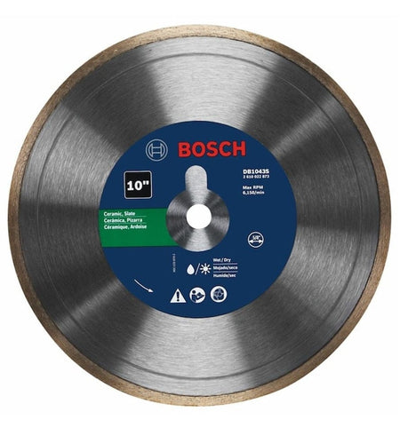 Front view of the Bosch DB1043S 10-inch continuous rim diamond blade.