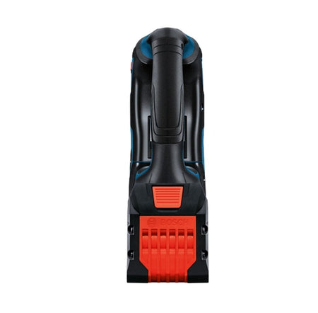 Bosch rotary hammer drill with centrally located handle and visible drill bit socket, designed for heavy-duty drilling and chiseling applications.