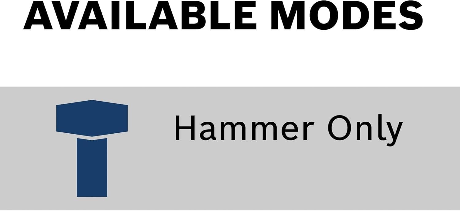 An informational graphic stating Available Modes with a Hammer icon and the text Hammer Only, indicating the tool's dedicated demolition function.