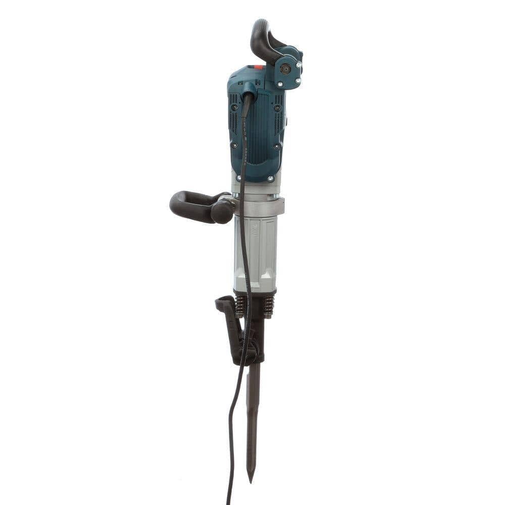 Rear profile view of the Bosch breaker hammer showing the power cord connection and the slim, balanced in-line design.