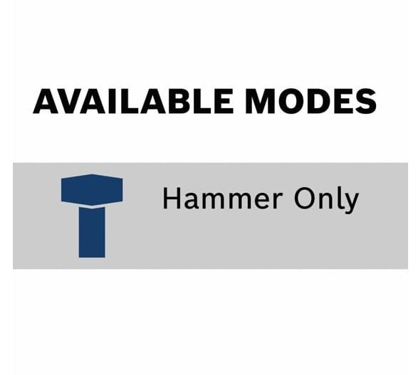 Interface graphic showing “AVAILABLE MODES” with hammer icon and text indicating “Hammer Only” mode selected.