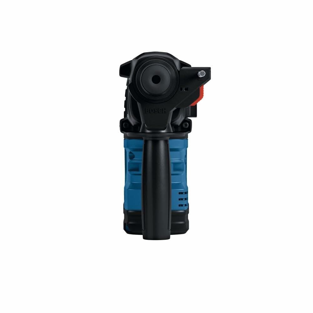 Front-facing view of the Bosch 18V Rotary Hammer, focusing on the SDS-plus chuck mechanism and the auxiliary handle attachment point.