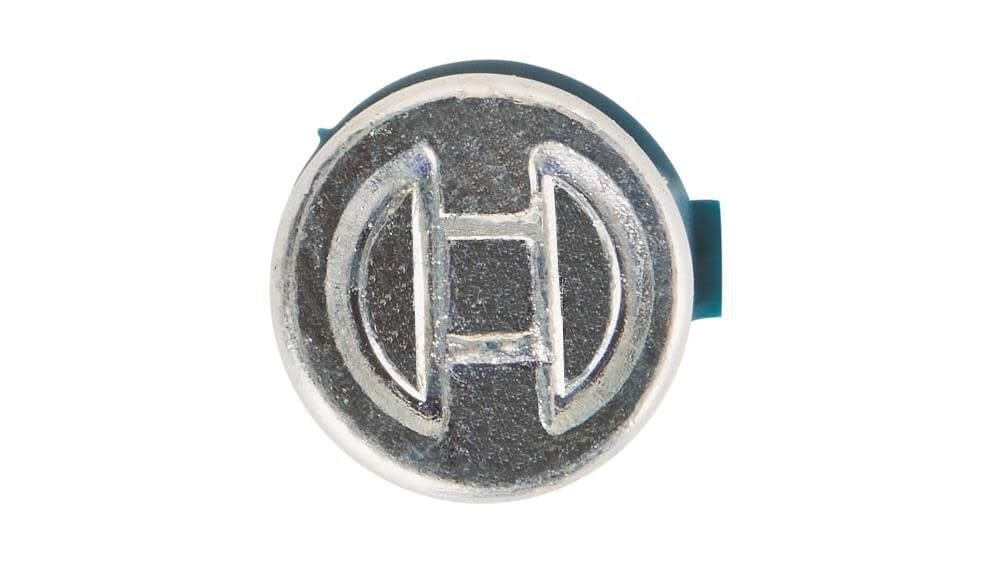A close-up studio photograph of the full round head of a single steel pin nail, prominently featuring the embossed Bosch logo.