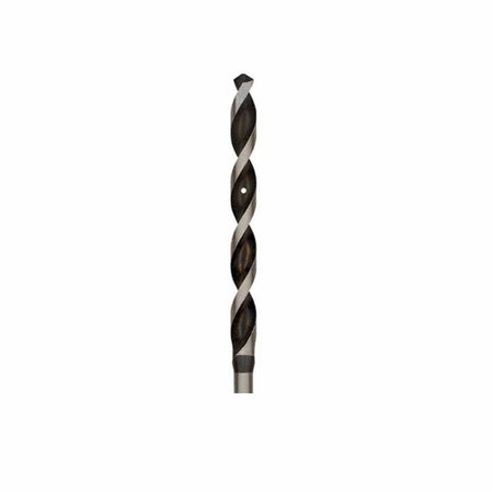 A high-resolution close-up product image focusing on the spiral flute tip of a Bosch bell hanger installation drill bit, emphasizing the sharp right-hand cutting direction twist and the distinct wire guide guide hole machined through the core body for pulling cables.