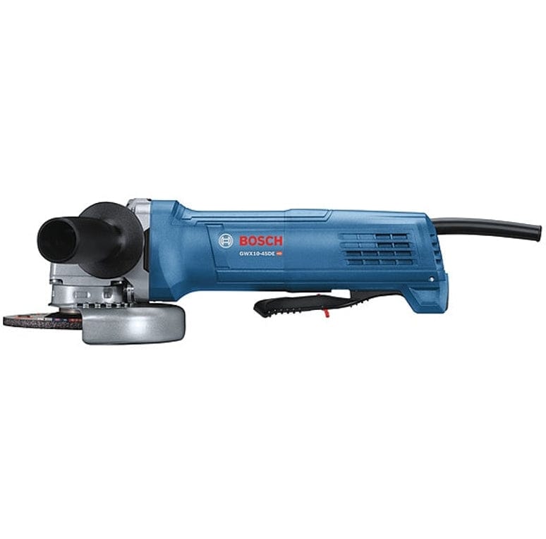 Bosch GWS 13-50VSP angle grinder with side handle and protective guard; corded tool shown on workshop surface.