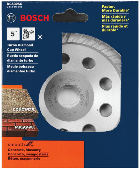Bosch DC530SG 5 In. Turbo Diamond Cup Wheel for Concrete and Masonry with durable design.