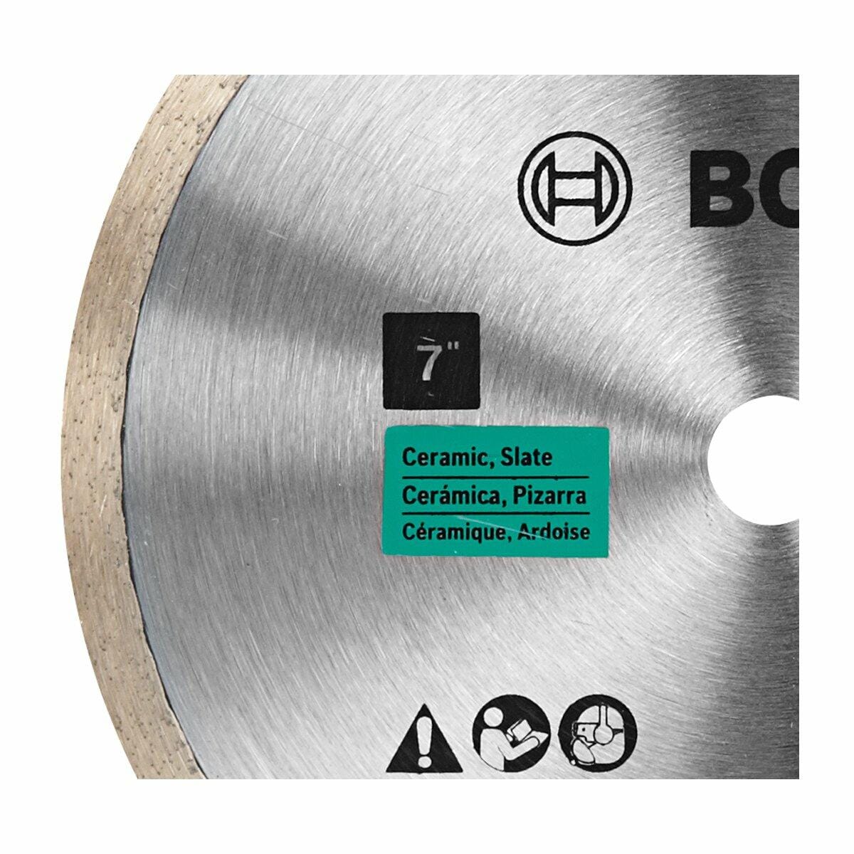 BOSCH DB743S 7 In. Standard Continuous Rim Diamond Blade for wet dry clean cutting in tile ceramic slate