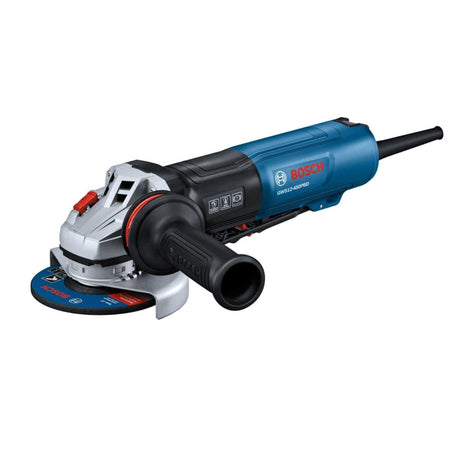 Bosch GWS12-450PBD 4-1/2-inch angle grinder with no lock-on paddle switch and anti-vibration side handle.