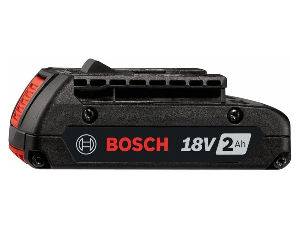 Two views of the battery pack labeled Front and Back. The back view highlights the integrated fuel gauge with a green light indicator and a press-to-test button.