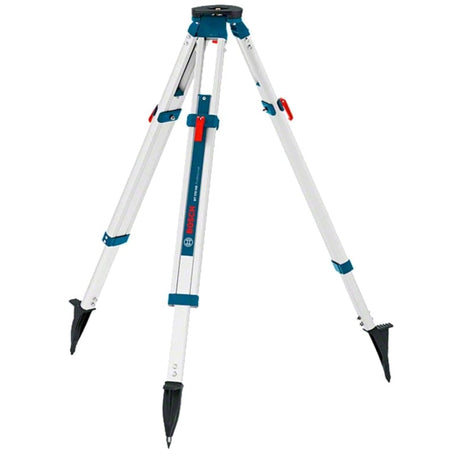 A three-quarter view of the Bosch BT170 heavy-duty aluminum tripod.