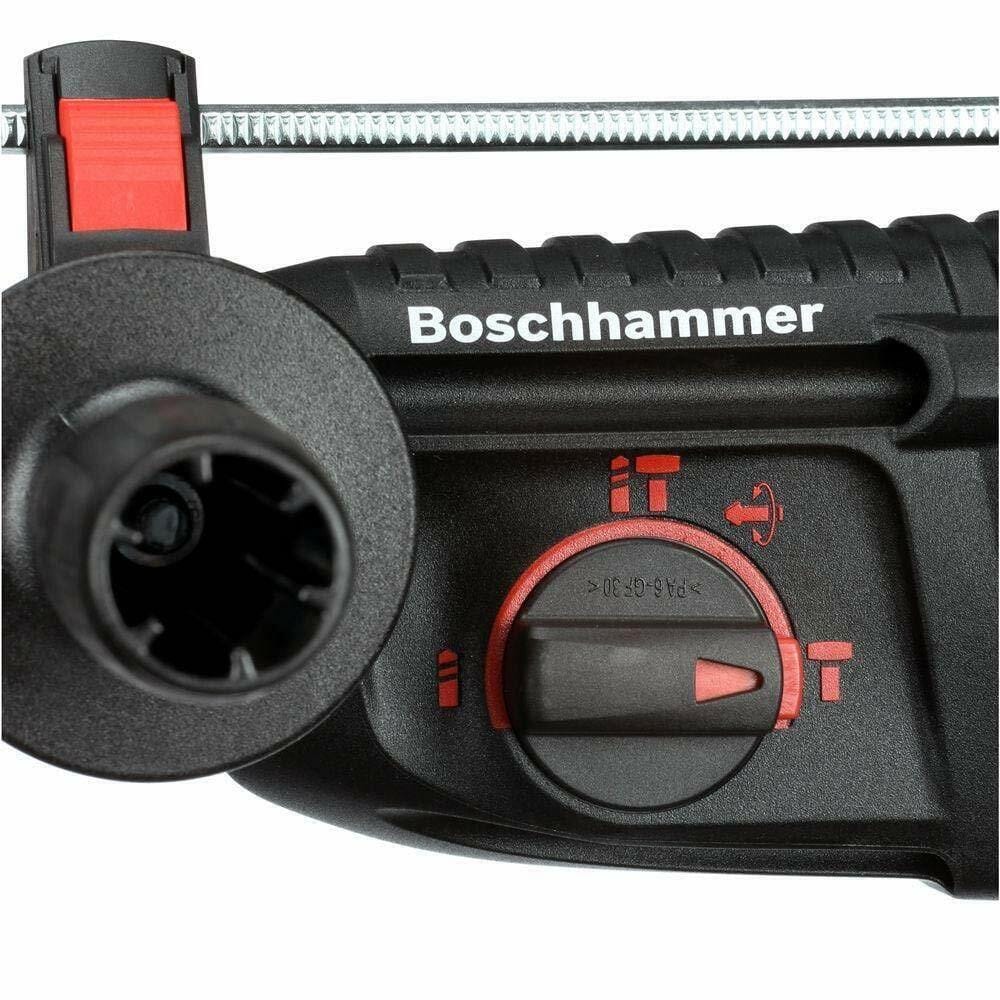 A close-up view of the multifunction mode selector dial on the Bosch Bulldog rotary hammer, showing the icons for rotary hammer, rotation only, and hammer only modes.