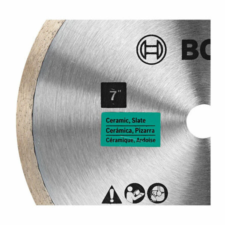BOSCH DB743C 7 in. Premium Continuous Rim Diamond Blade with 5/8 in. Arbor for clean wet/dry cutting