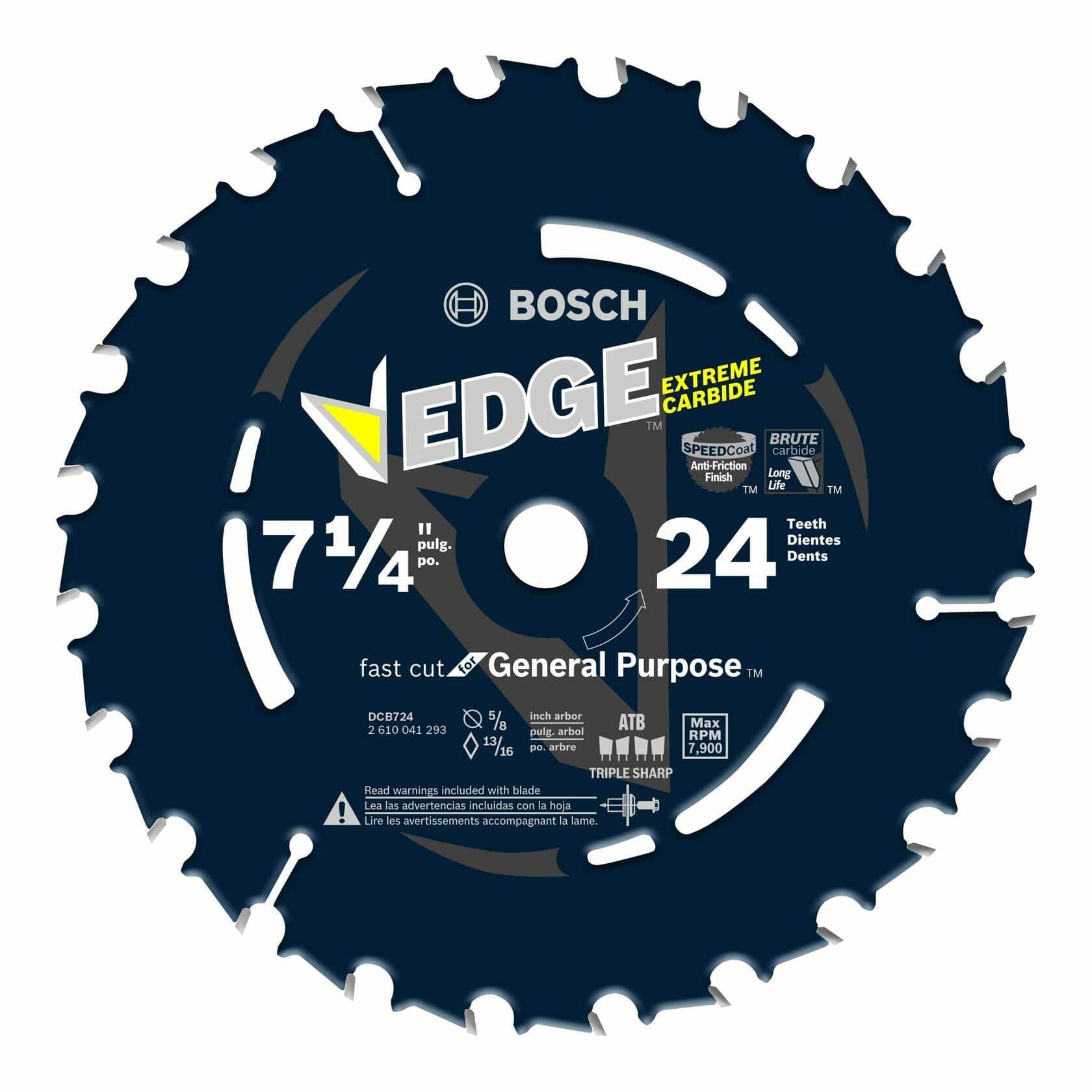 BOSCH DCB724 7-1/4 in. 24 Tooth Edge Circular Saw Blade Brute Carbide for framing applications
