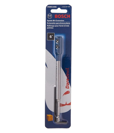 Front view of the retail blister packaging displaying the 6 inch extension and hex key with Bosch branding.