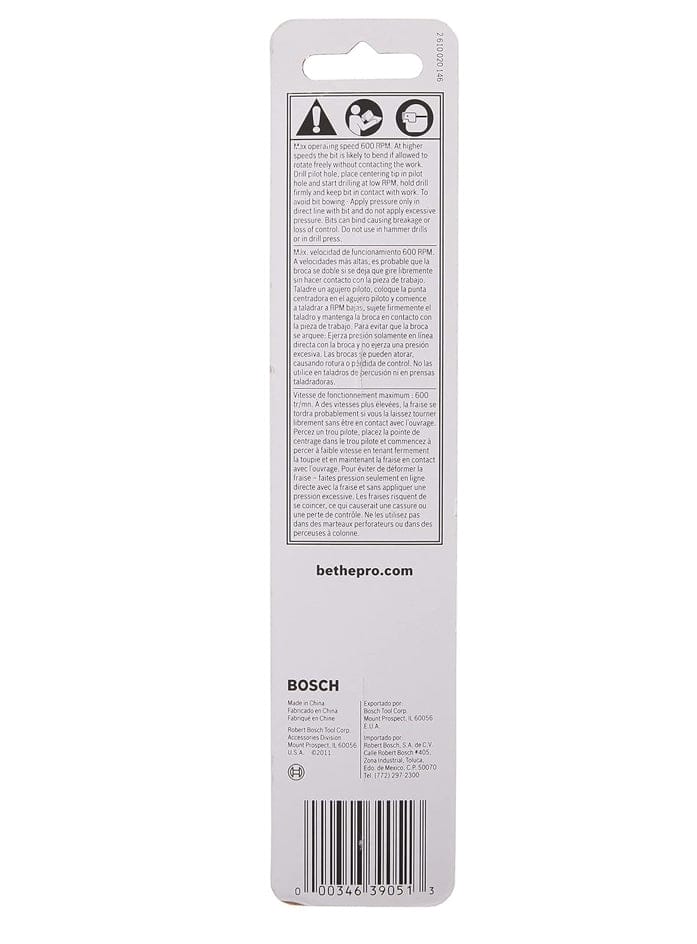 Back view of the packaging containing safety warnings, operational speed limits, and the barcode.