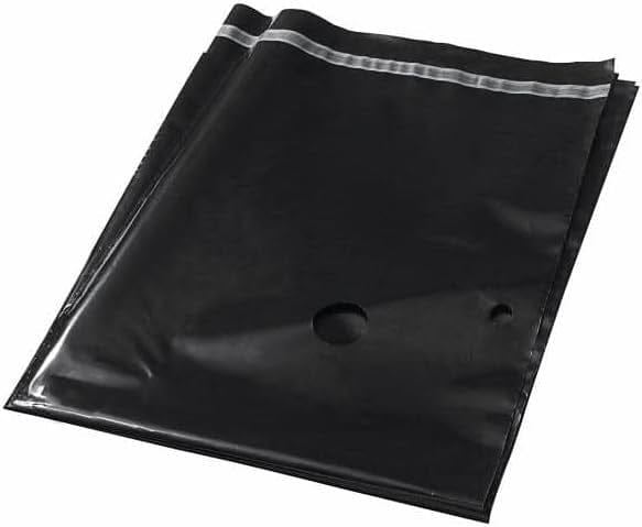 Studio view of the folded black plastic dust extraction bag designed for heavy duty cleanup.
