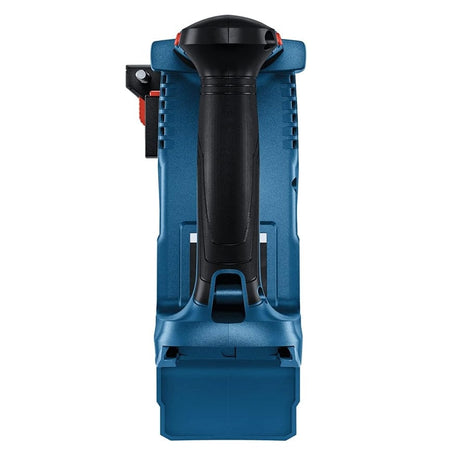 Digital control panel on Bosch tool with battery indicator and icons for auto mode, favorites, and system settings.