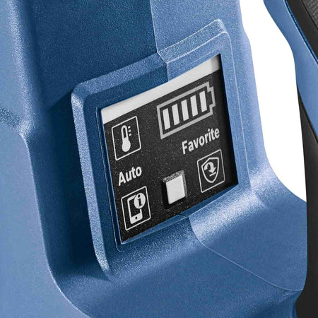 Close-up of Bosch tool mode selector dial showing hammer, hammer drill, and rotary drill settings with red indicator.