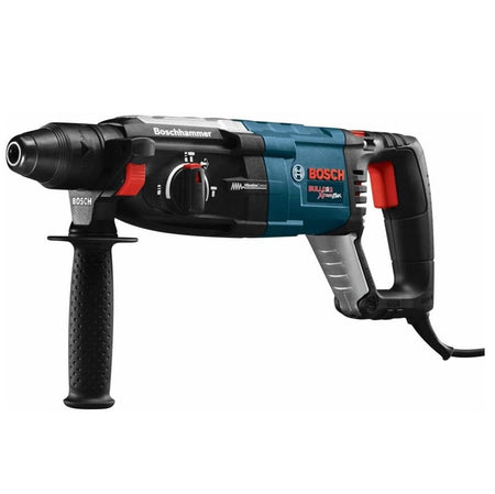 Bosch GBH2-28L-RT 8.5 Amp 1-1/8 inch SDS-plus Bulldog Xtreme MAX rotary hammer featuring an ergonomic D-handle design and blue and black professional-grade housing.
