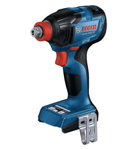 Side view of the Bosch GDX18V-1860CN impact driver/wrench (bare tool), highlighting the compact design and the two-in-one hex/square drive head.
