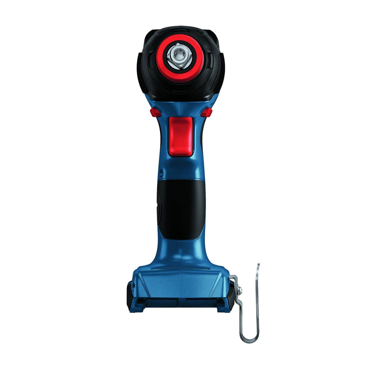 Front-on view of the Bosch GDX18V-1860CN impact driver/wrench, highlighting the 1/2 inch square drive anvil and the red impact mechanism ring.
