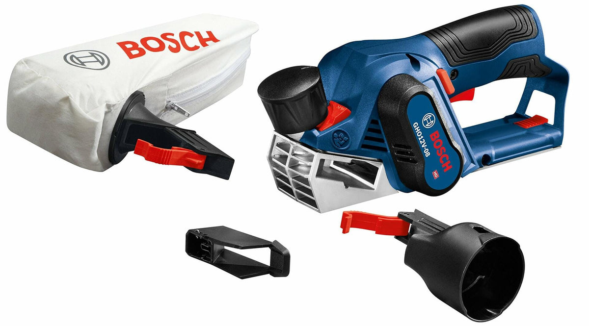 Bosch GHO12V-08N 12V Max Cordless Brushless Hand Planer with dust bag and accessories for trimming and finishing wood surfaces