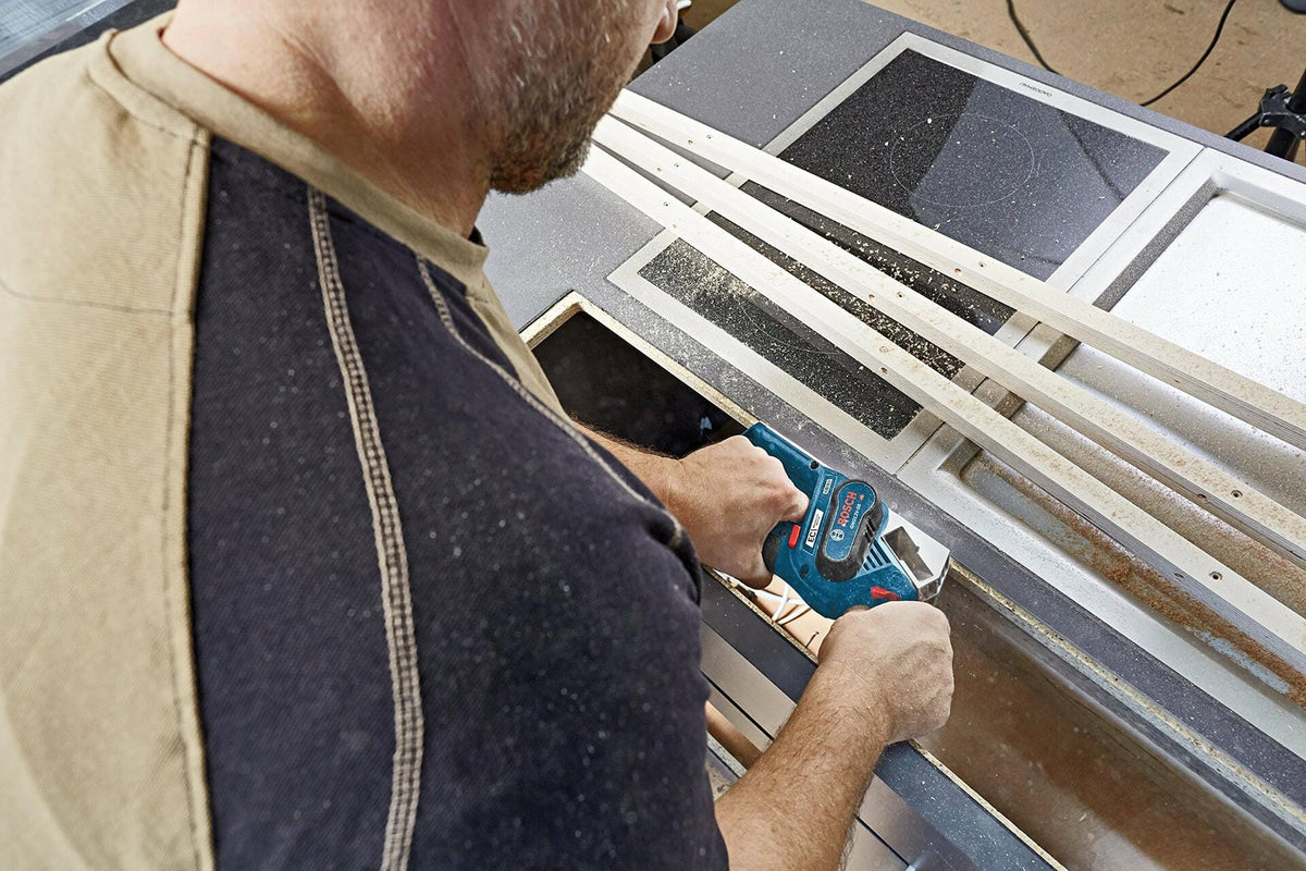 Bosch GHO12V-08N 12V Max Cordless Brushless Planer used for wood trimming and finishing with compact handheld design