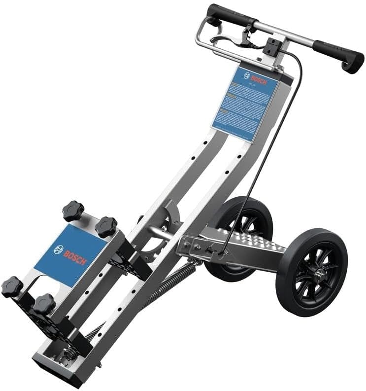 Studio shot of the assembled Bosch GHT130 floor removal cart isolated on a white background, displaying its durable metal frame and ergonomic design.
