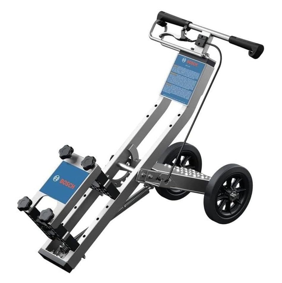 Studio shot of the assembled Bosch GHT130 floor removal cart isolated on a white background, displaying its durable metal frame and ergonomic design.